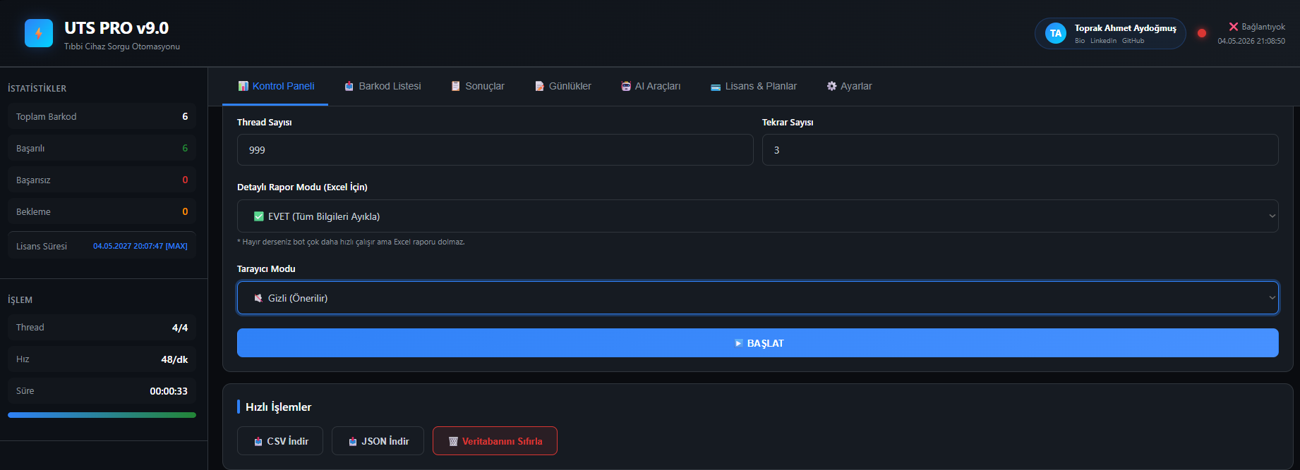 UTS PRO v9 Admin Dashboard